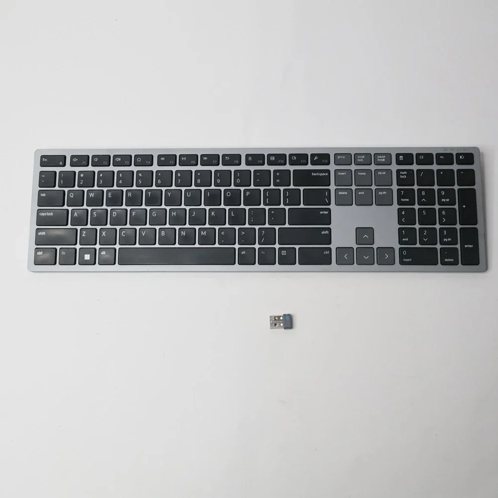 Dell Premiere Wireless Keyboard KB7221Wt Silver Gray with USB Receiver Dongle